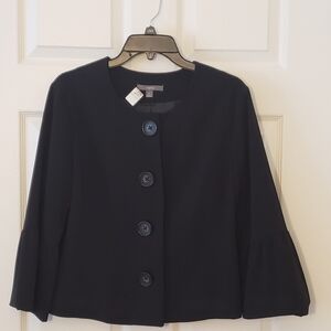 Women's 3/4 Ruffle Sleeve Black Jacket